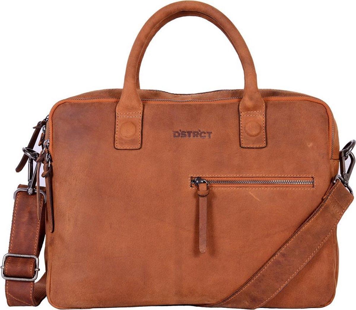 Dstrct Wall Street - Laptoptas 15, 4 Inch - Echt Nappa Leer - Cognac