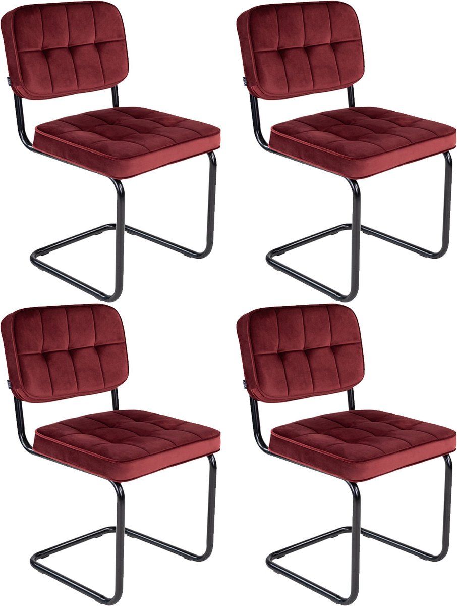Kick Buisframe Stoel Ivy Rood - Set Van 4
