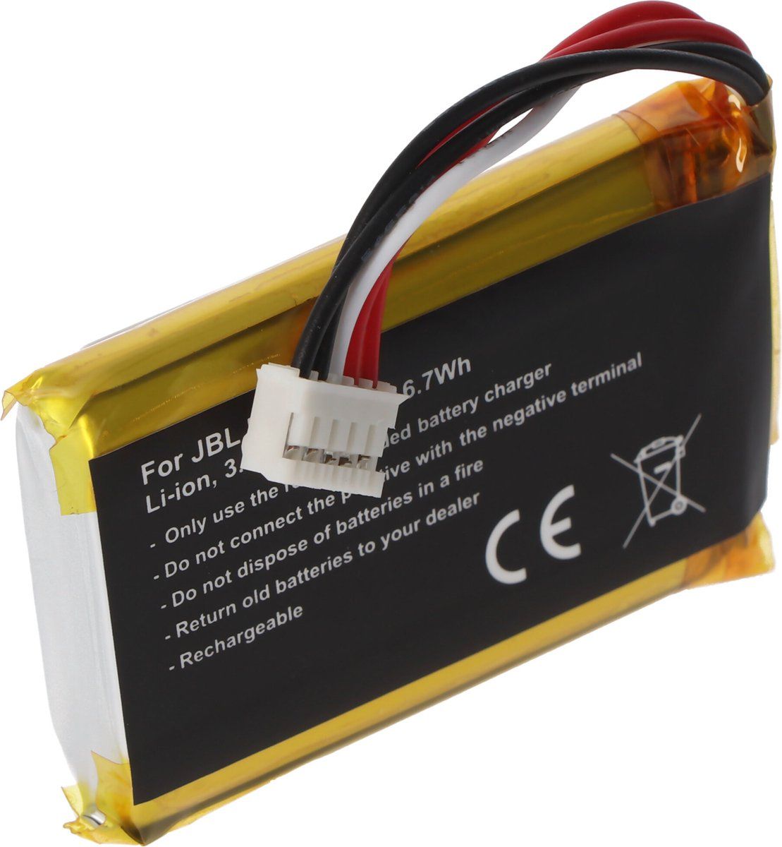 Accu geschikt voor JBL Charge Flip 2, JN151PH13849 3,7 volt 1800mAh 6,7Wh afmetingen ca. 56,5x29,5x10mm