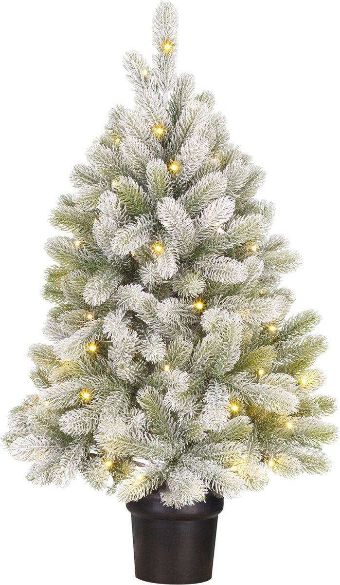 Black Box Trees Nigata - Kunstkerstboom met LED Verlichting - H90 xØ55 cm - Groen Frosted