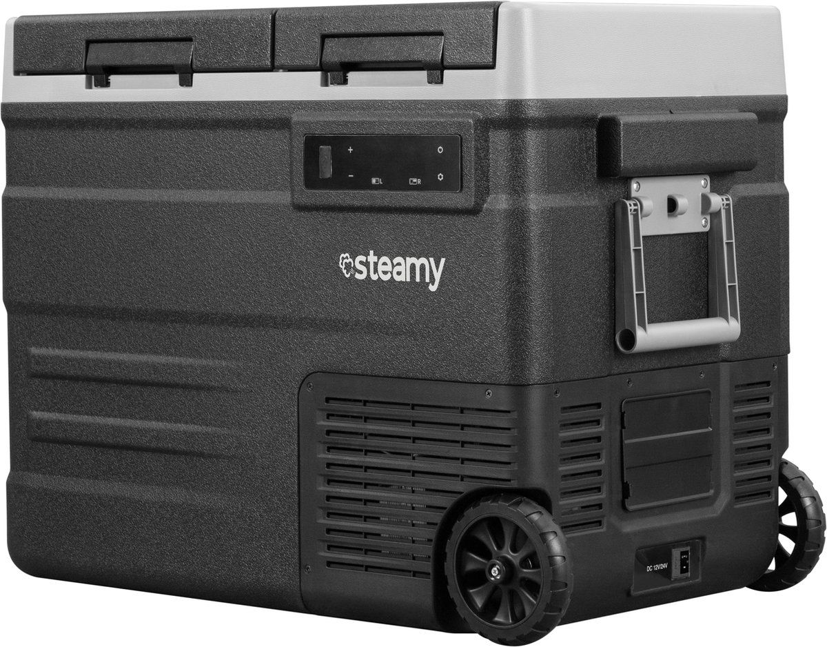 Steamy SECUD55 - Dual Zone Elektrische Compressor Koelbox - 49 Liter - 12V En 230V - Zwart