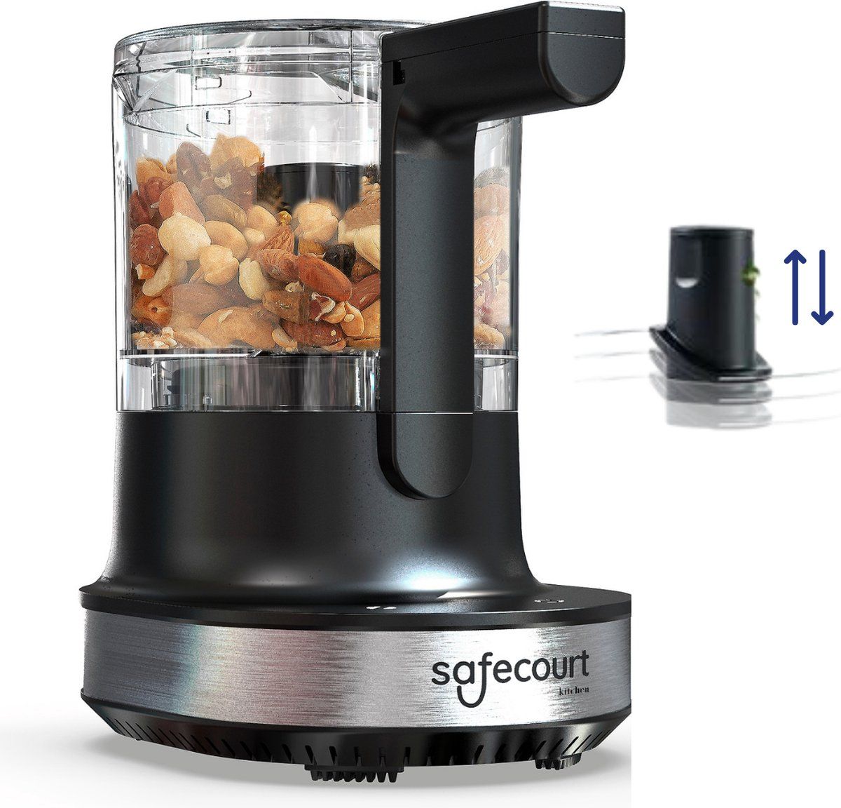 Safecourt Kitchen Hakmolen - Food Chopper - Zwevende Messen - IJscrusher - 700ml - Zwart/Rvs