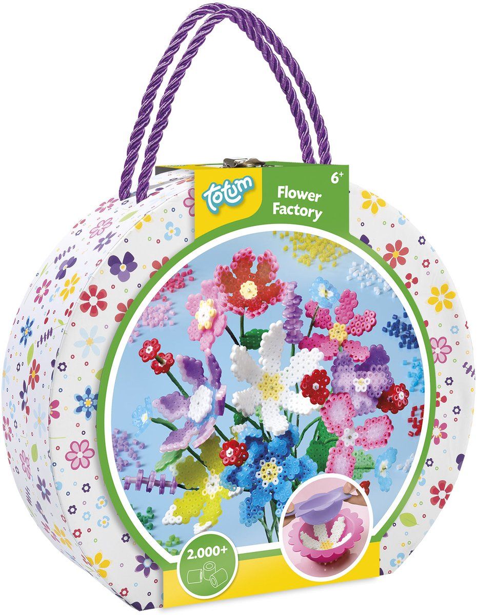Totum Flower Factory - Knutselkoffertje Bloemen Maken - 2000 Strijkkralen In 13 Kleuren