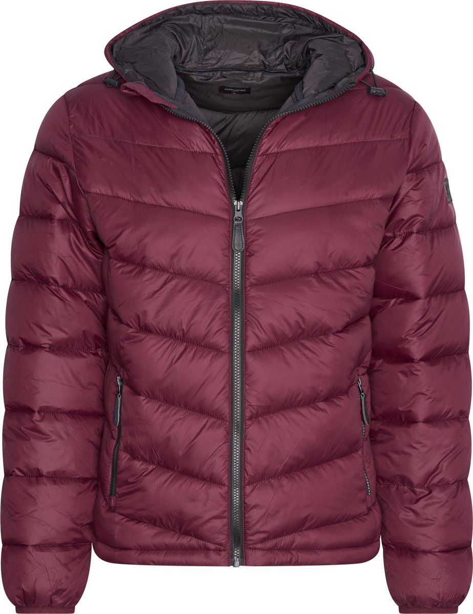 Cappuccino Italia Hooded Winter Jacket - Heren Jas - Polyester - Burgundy Rood - Maat L