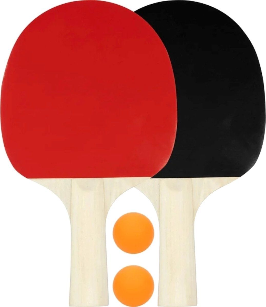 Avento Team Up - Tafeltennisset - 2 Batjes En 2 Ballen - Zwart/Rood (2 Stuks)