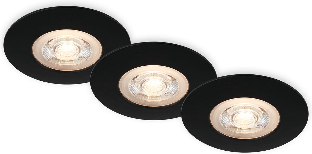 Briloner - Set Van 3 Led Inbouwspots - IP65 -Ø9 Cm - 5W - 480 Lm - 3.000 K - Zwart (3 Stuks)