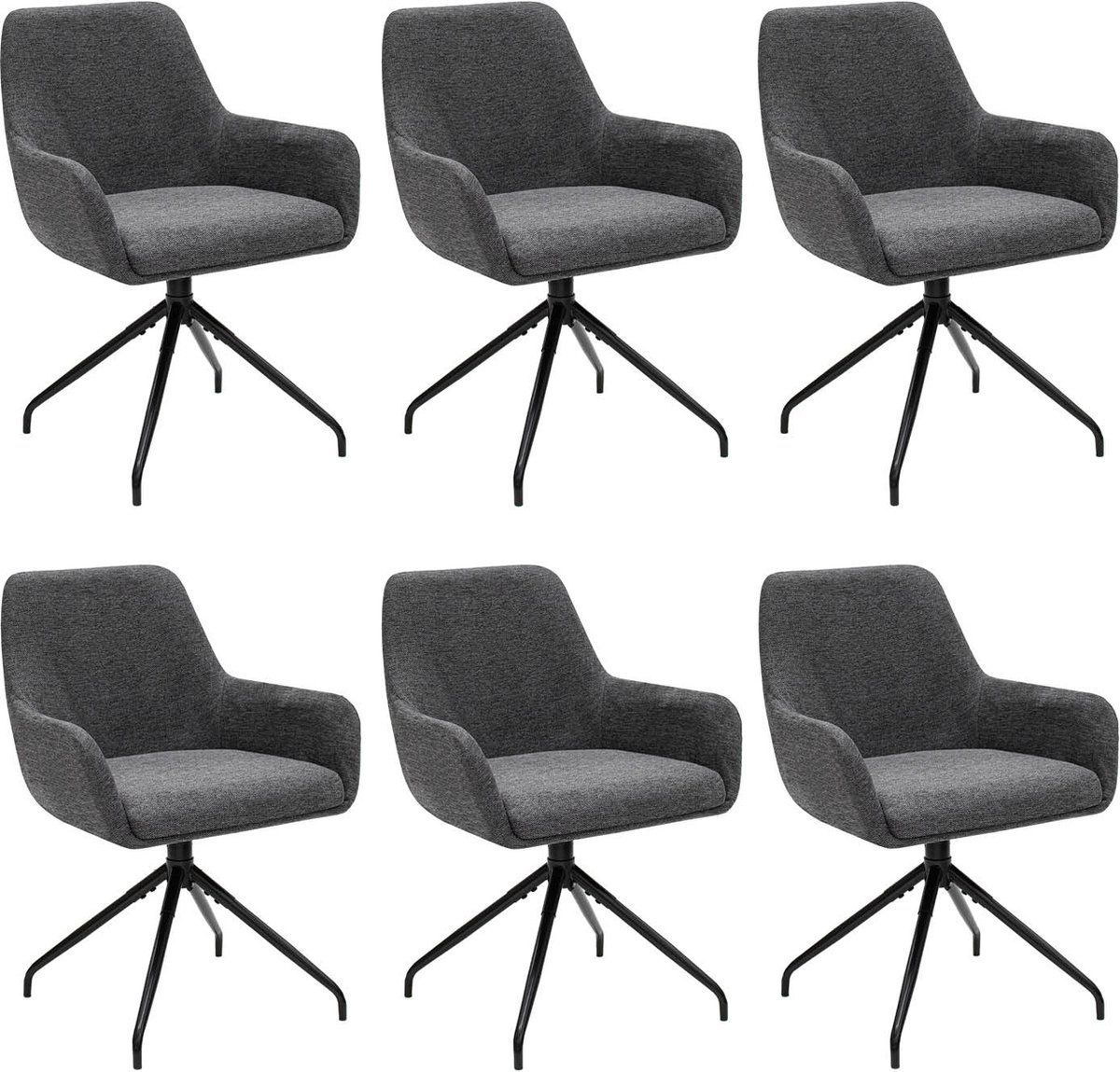 Set Van 6 Kick Draaistoel Miko - Donkergrijs