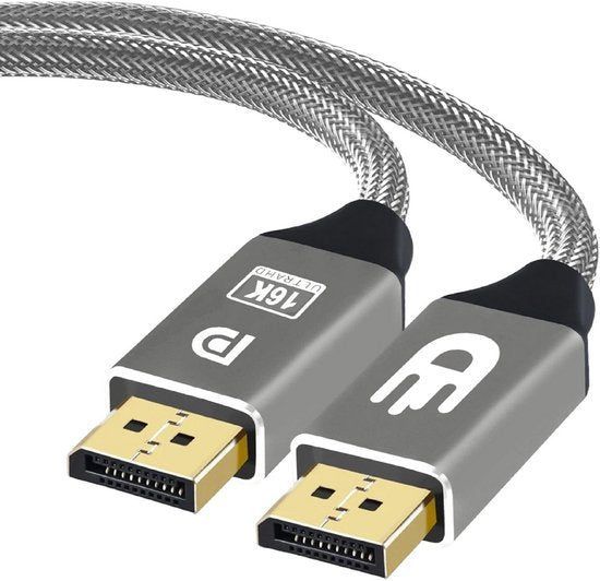 Drivv. DisplayPort 2.1 - Kabel - 16K 60Hz 8K 120Hz 4K 240Hz 80Gbps - Grijs