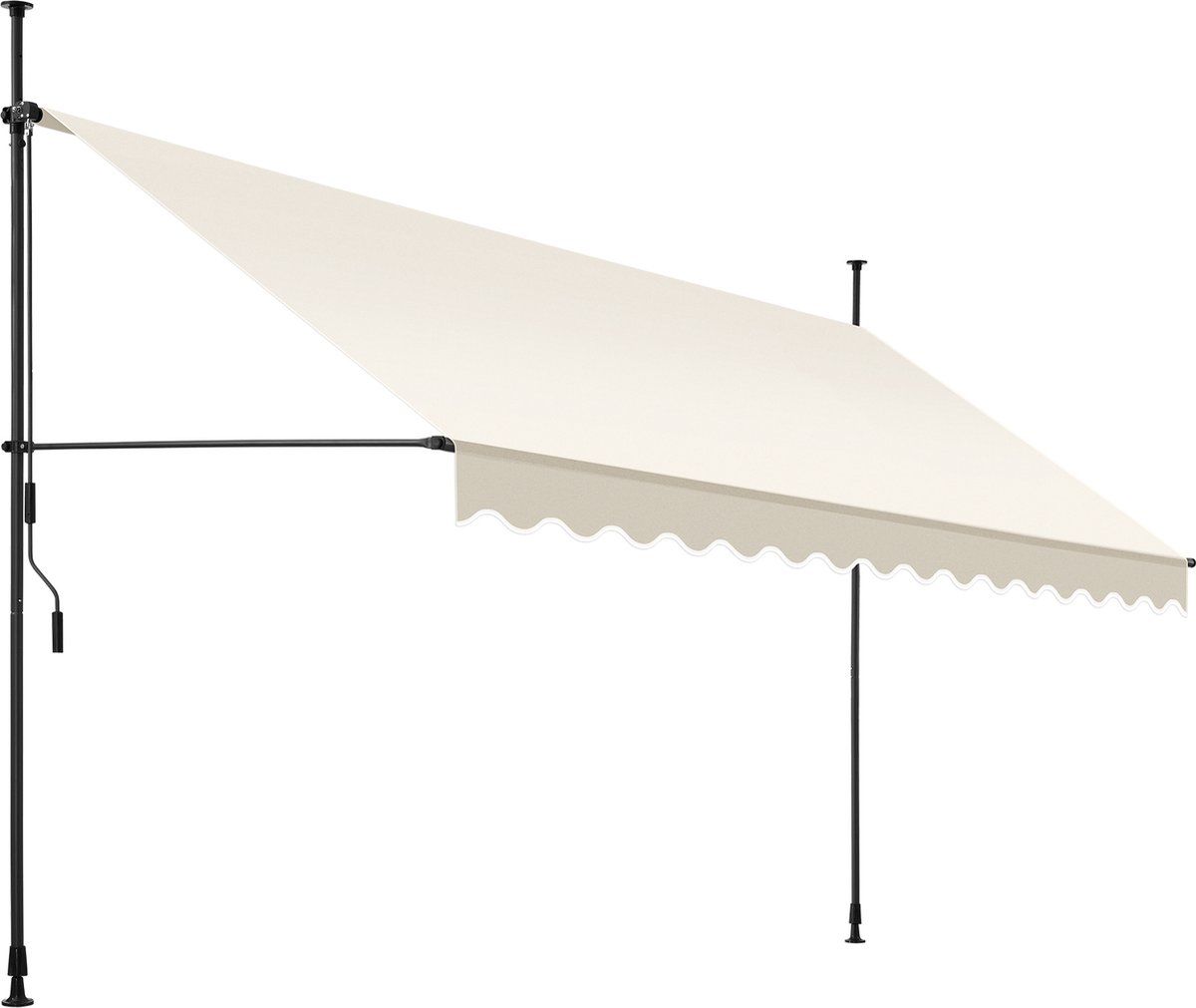 Tectake® Klemluifel - Balkonluifel Met Handzwengel - Uv-bestendig En Waterafstotend - Breedte 400 Cm - Beige