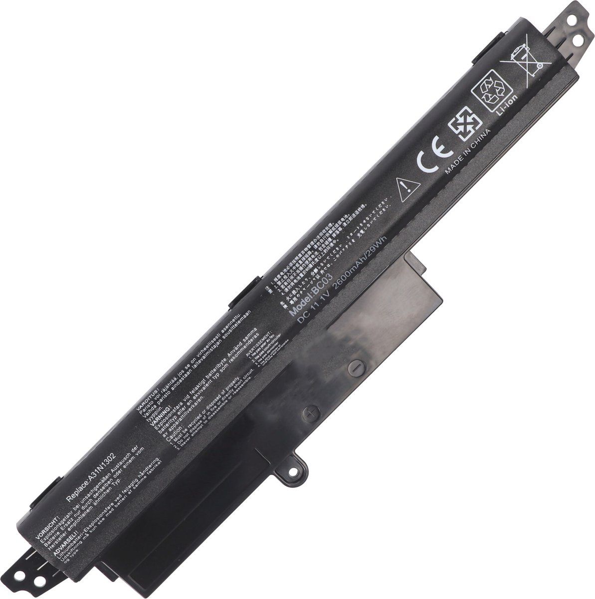 Batterij geschikt voor de ASUS VivoBook X200CA batterij 0B110-00240100E, 1566-6868, A31LM9H, A31LMH2, 2600mAh
