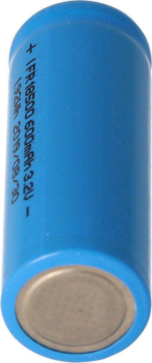 IFR 18500 - 600 mAh 3,2 V LiFePo4-batterij (knop bovenaan) onbeschermd