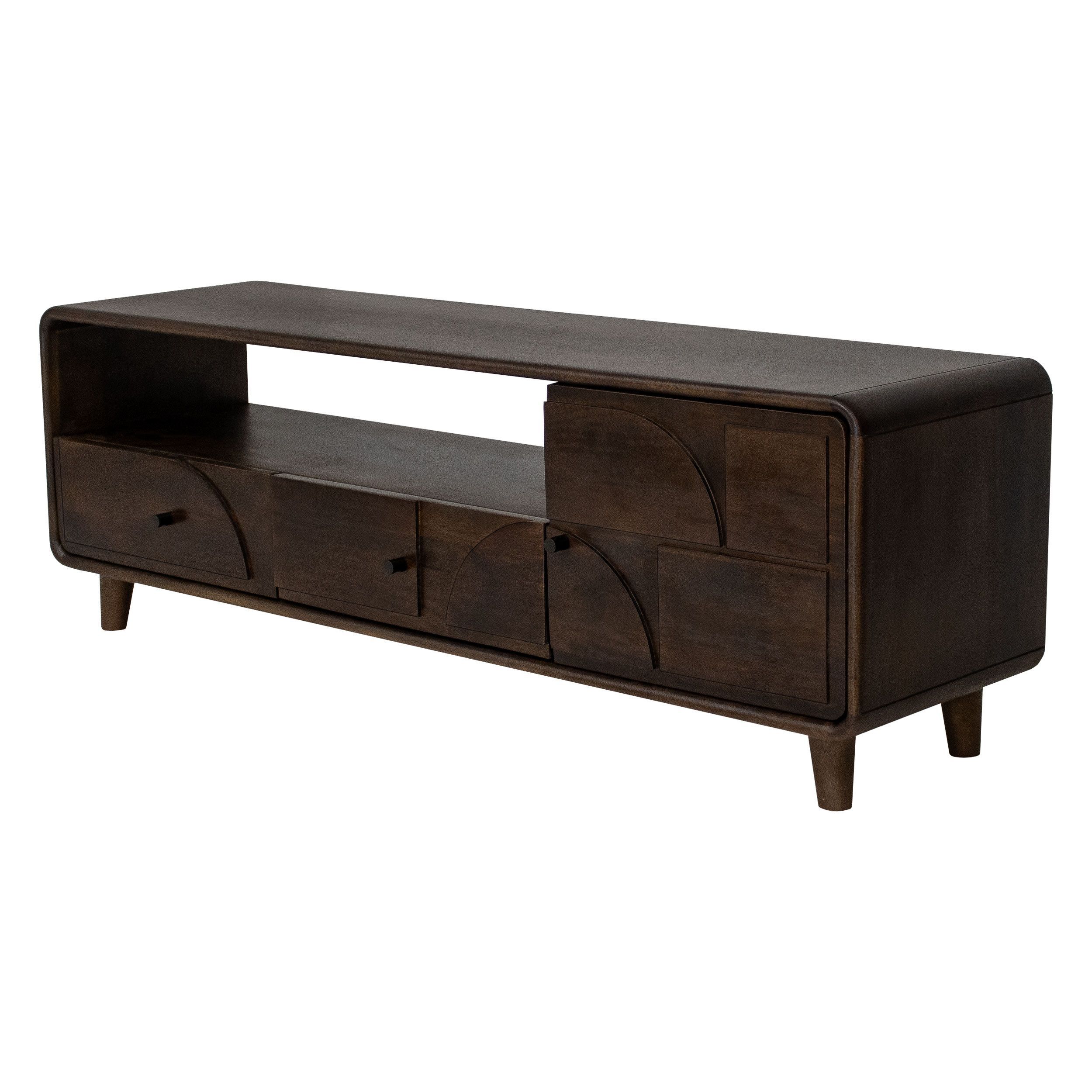 Kick TV dressoir Gustav - Mangohout - Unieke vormen - Bruin