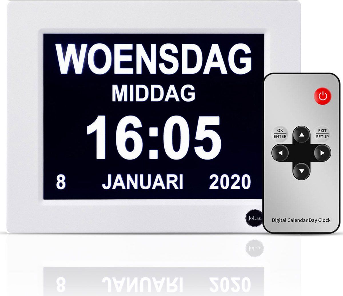 Safe Age® Dementieklok Met Medicijnwekker&fotolijstfunctie - Dag, Tijd&dagdeel Weergave - Digitale Kalenderklok - Alzheimerklok / Seniorenklok