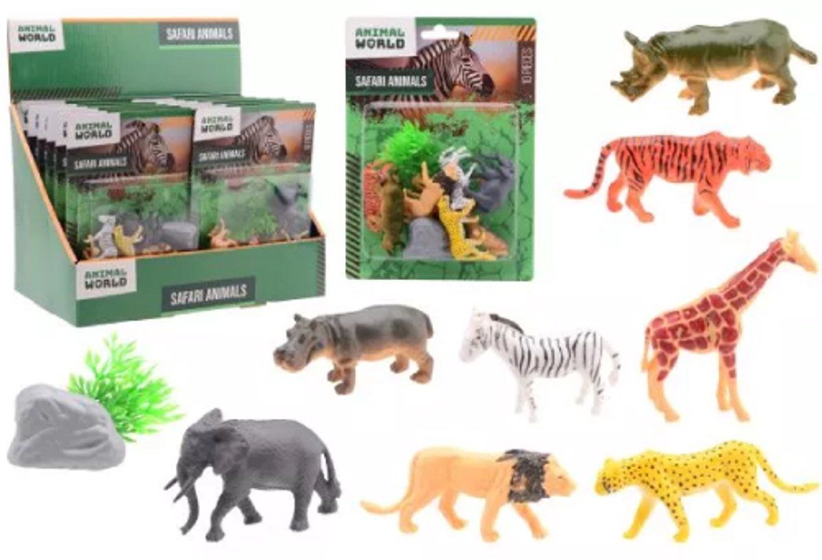 Johntoy 12x Wilde Dieren Speelset - 10 Delig - Diverse Kleuren (12 Sets)