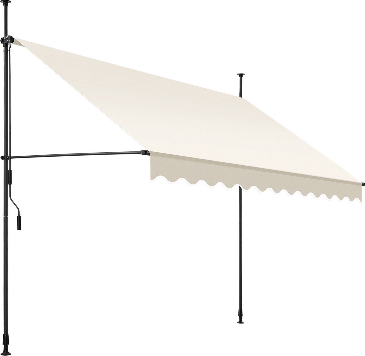 Tectake® Klemluifel - Balkonluifel Met Handslinger - Uv-bestendig En Waterafstotend - Breedte 300 Cm - Beige