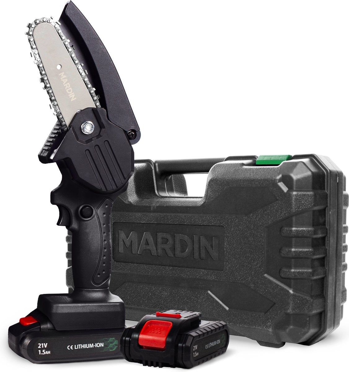 Mardin Mini Kettingzaag– Snoeizaag – 2 Accu’s – Incl. Koffer - Zwart