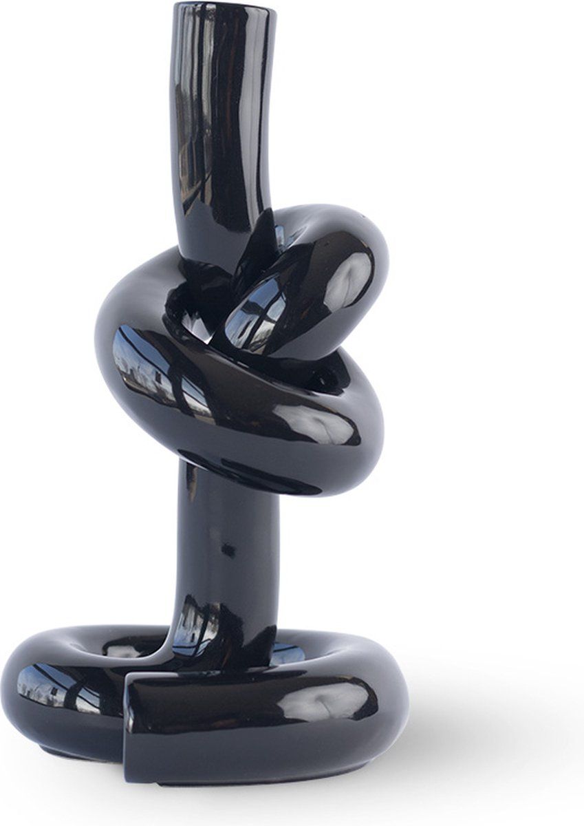 Geknoopte Kandelaar Zwart / Knotted Candleholder Black | Dutch Design Kandelaar Werkwaardig.
