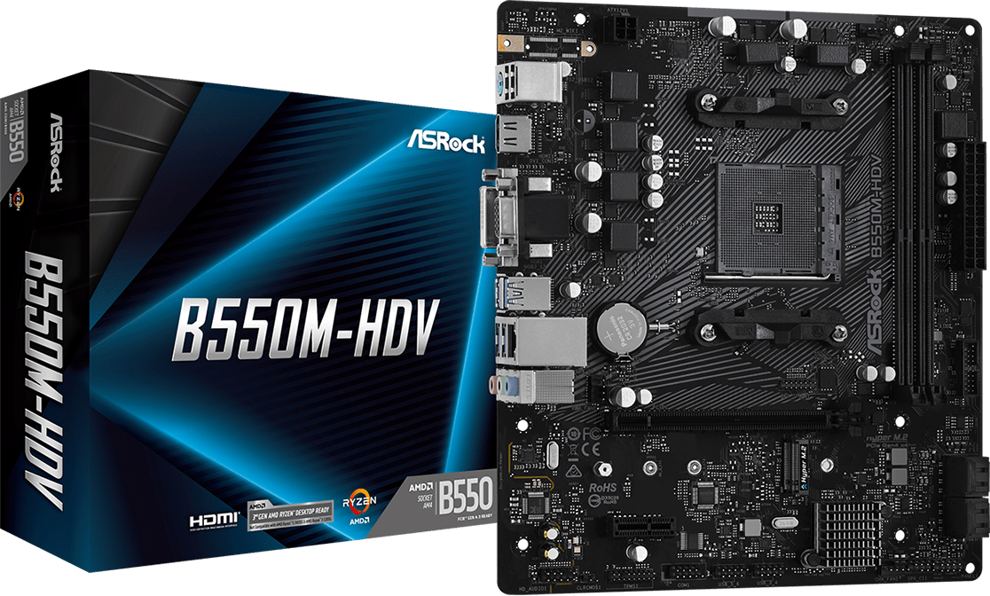 ASRock B550M-HDV - Micro-ATX Moederbord - AMD B550 Chipset - Socket AM4