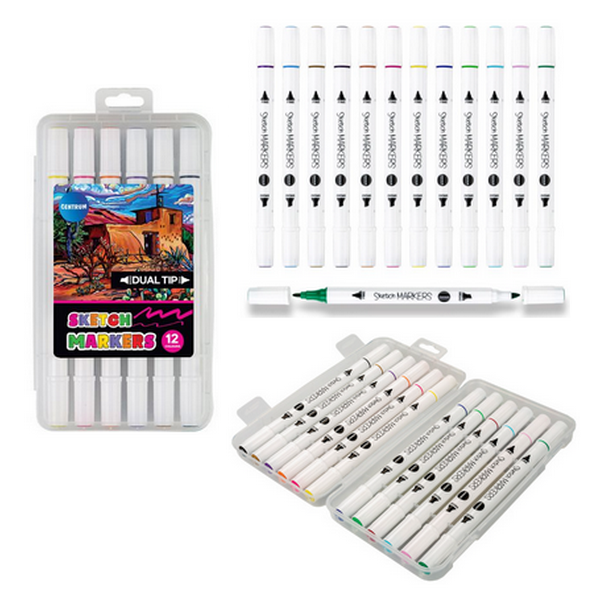 Centrum 89700 - Sketch markers - Set van 12 - Schrijfdiktes 1,4 en 5 mm