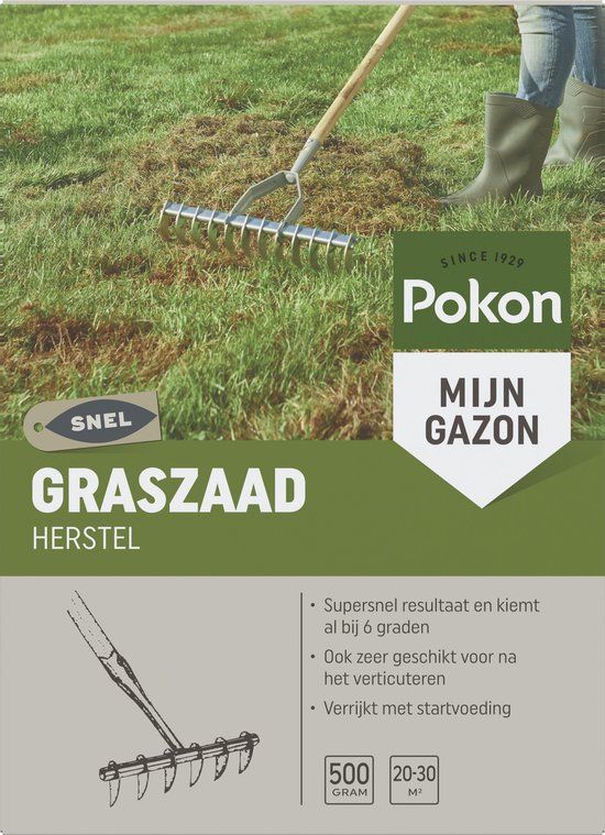 Pokon Graszaad Herstel - 500gr - Gazonherstel - Supersnel egaal groen gras (20m² tot 30m²)