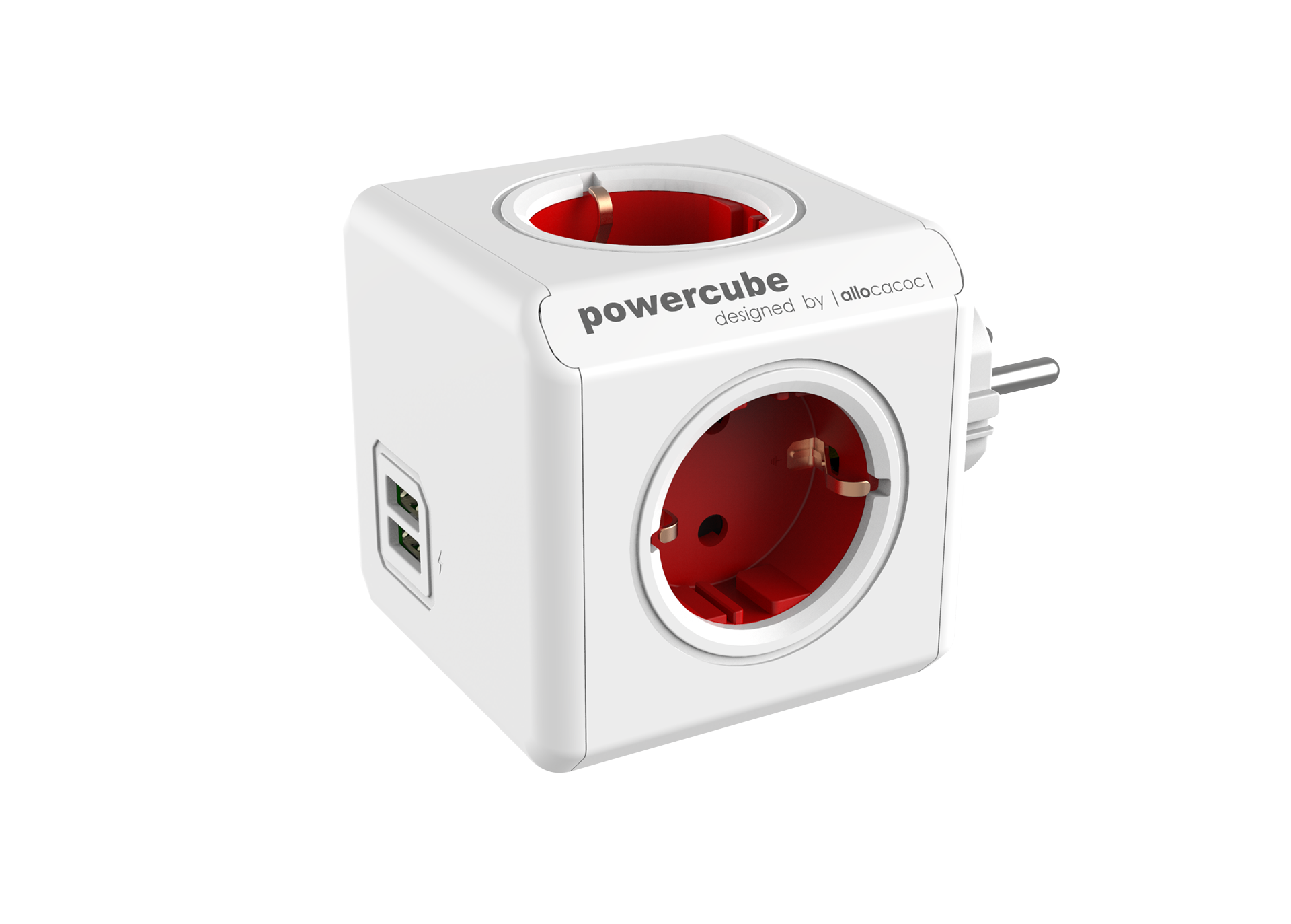 Allocacoc PowerCube® |Original USB| Type F (Netherlands/Germany) / Red
