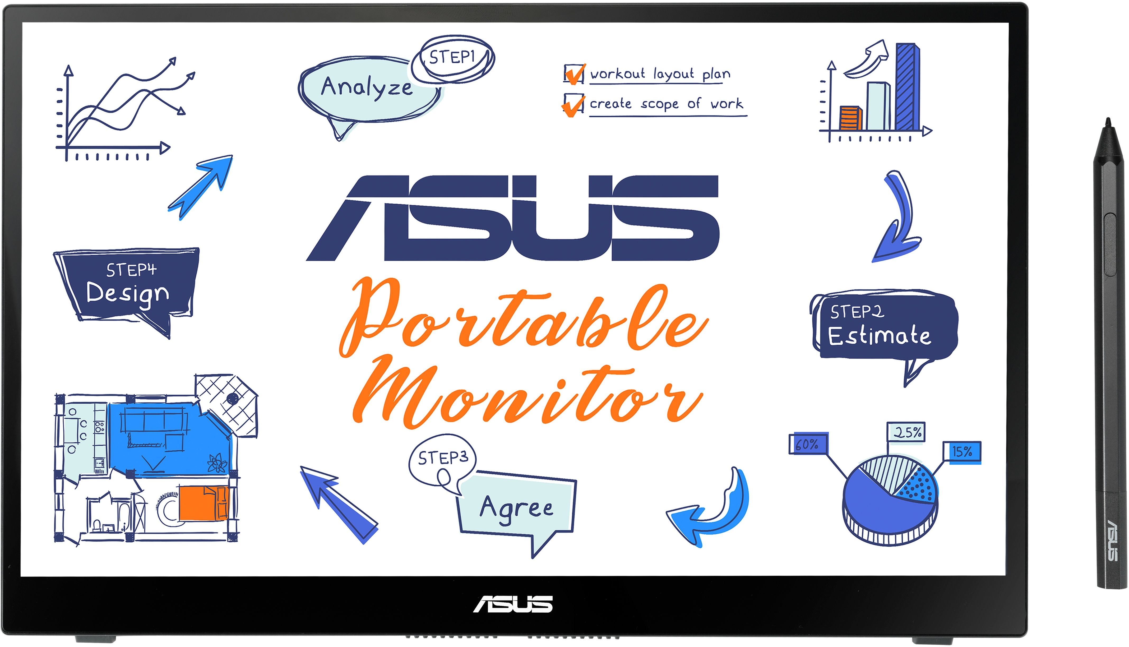 Asus Zwart Zenscreen Mb14ahd - Monitor - Full Hd 1920X1080 Ips