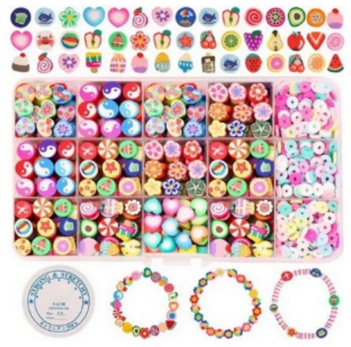 Kralenset Polymeerklei - Tussenkralen - 150 gram inclusief draad - Multicolor