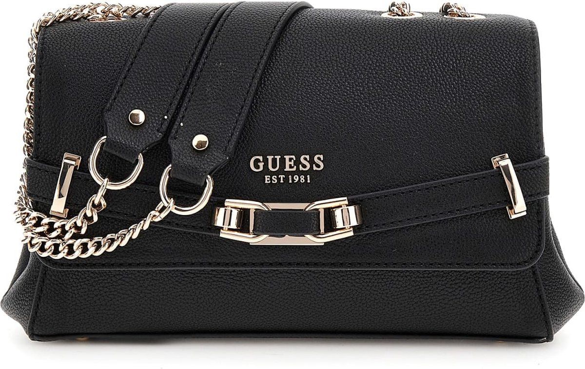 Guess Silvye Convertible Xbody Flap Bag - Schoudertas Met 4 Vakken - Zwart