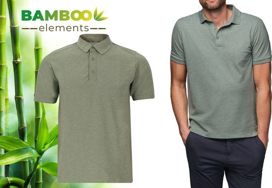 Bamboo Elements - Polo Shirt Heren - Groen M - Polo Heren - Korte Mouw - Pique Stof - T Shirt Heren