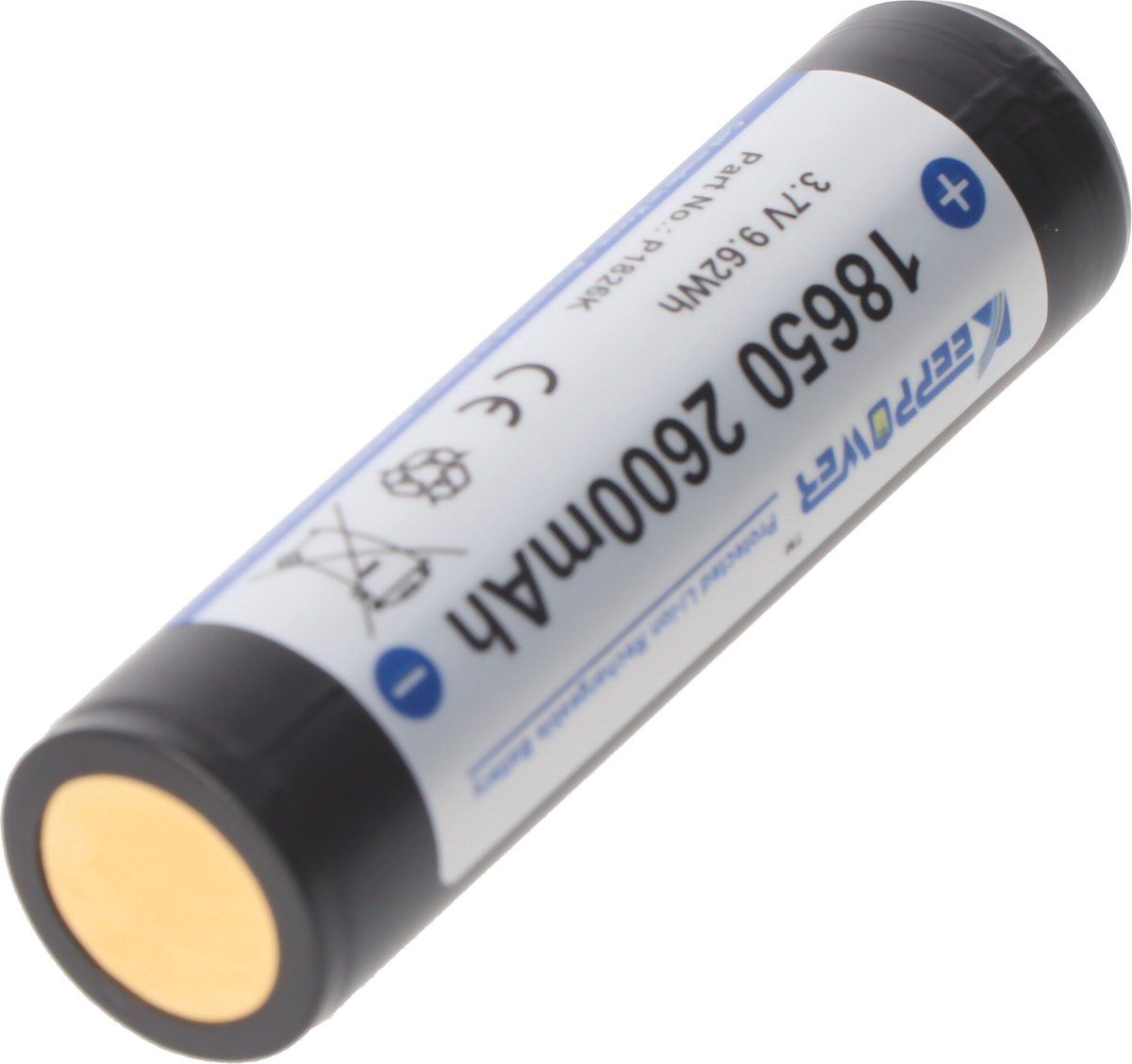 Keeppower 18650 - 2600mAh, 3.7V Li-Ion batterij beschermd 69,2x18.5mm
