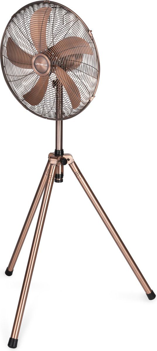 Lifetime Air Statiefventilator - 3 Snelheden - Oscillerende Functie - Koper - Hoogte 125-145 Cm