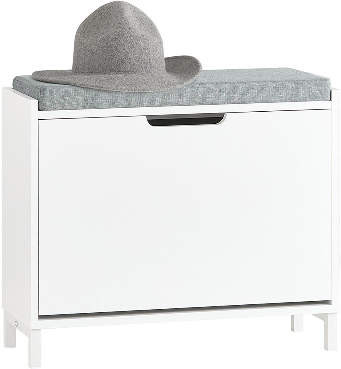 SoBuy FSR151-K-W - Schoenenbank - Opbergruimte Met Kussen - Wit
