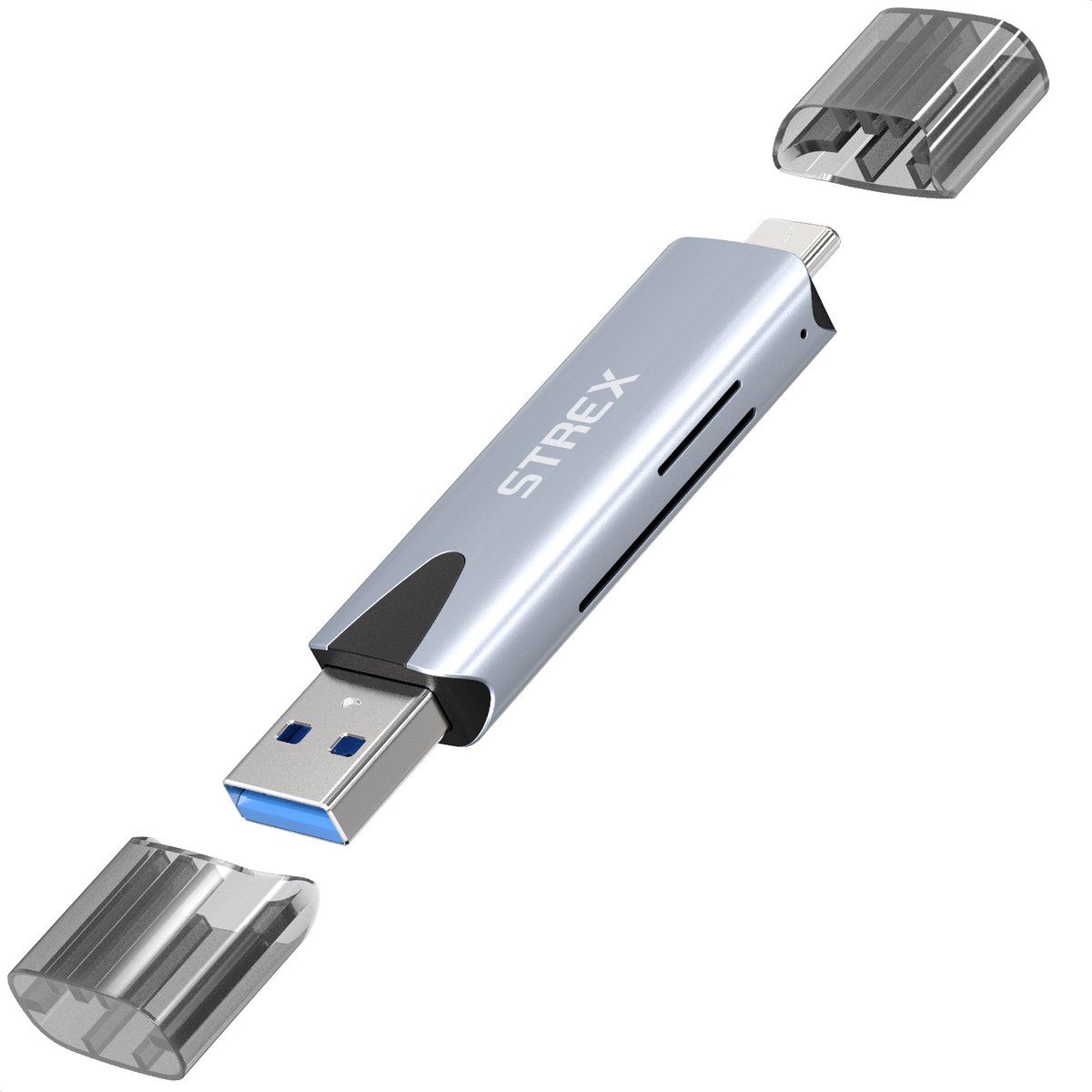 Strex SP289 - 2-in-1 Kaartlezer - Usb 3.0/Usb-C - Sd/Tf Kaarten - Grijs
