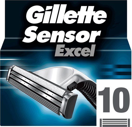 Gillette Sensor Excel - Scheermesjes - Dubbele mesjes met veer - Zilver (10 stuks)