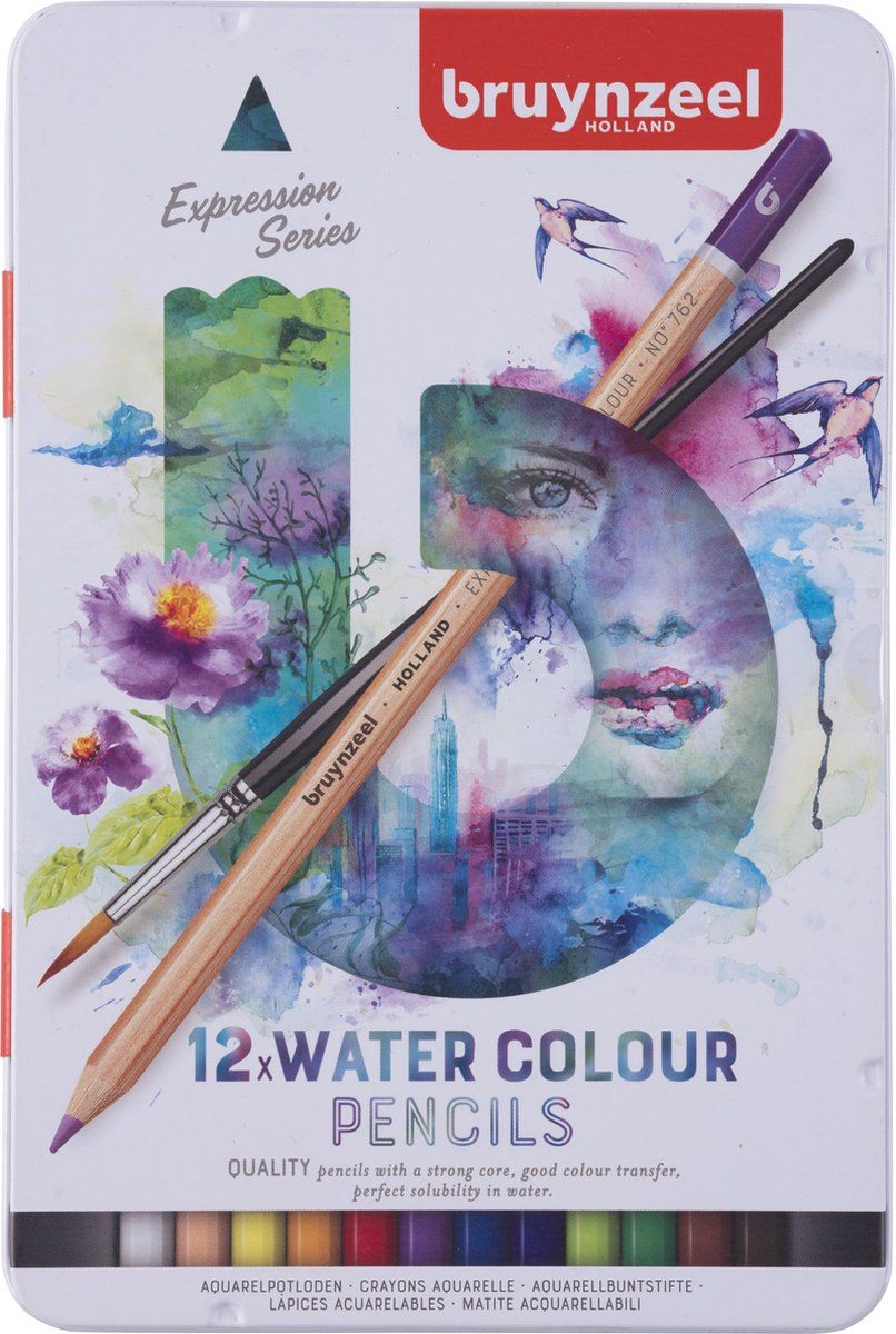 12 aquarelpotloden + penseel