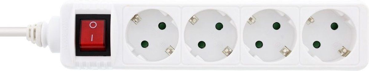 Stekkerdoos met 4 contacten en schakelaar / wit - 1,5 meter