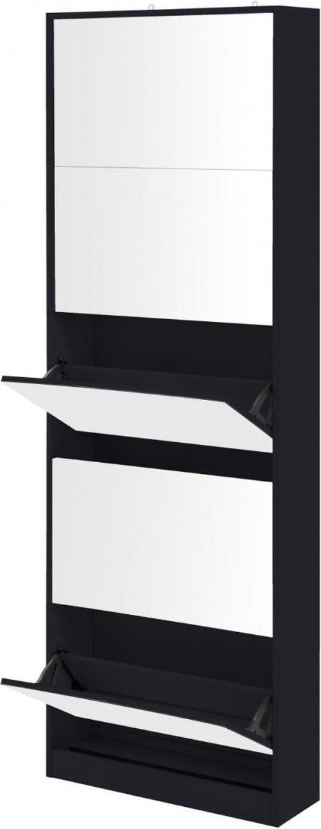 Feel Furniture - Schoenenkast Met Spiegel - 5 Laden - Zwart