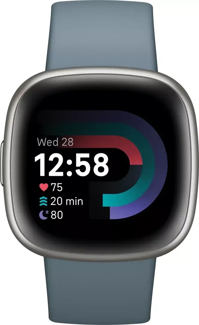 Fitbit Versa 4 - Smartwatch - Ingebouwde GPS en meer dan 40 trainingsmodi - Zilver (Blauw)