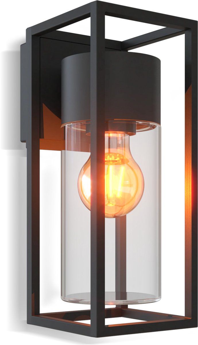 Calex Led Wandlamp Genoa - E27 - IP44 Spatwaterdicht - Zwart Aluminium - 27 Cm Hoog - Industrieel Modern