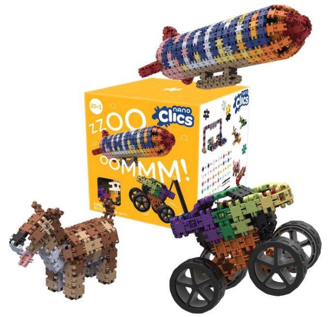 Nano Clics - Creative Builders 1000 Piece Set - 20 in 1 Bouwblokken - SPEELGOED Gemaakt Van 100% RECYCLED Plastic - Speelgoed 8, 9, 10, 11, 12 jaar - Constructie Speelgoed