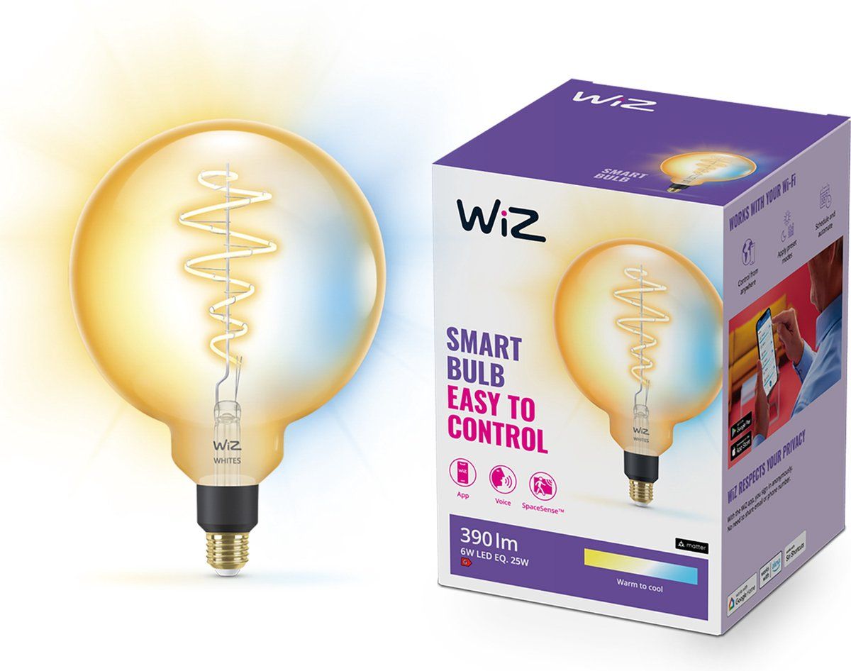 WiZ Filament G200 E27 - Slimme lamp - Instelbaar wit licht - Amber