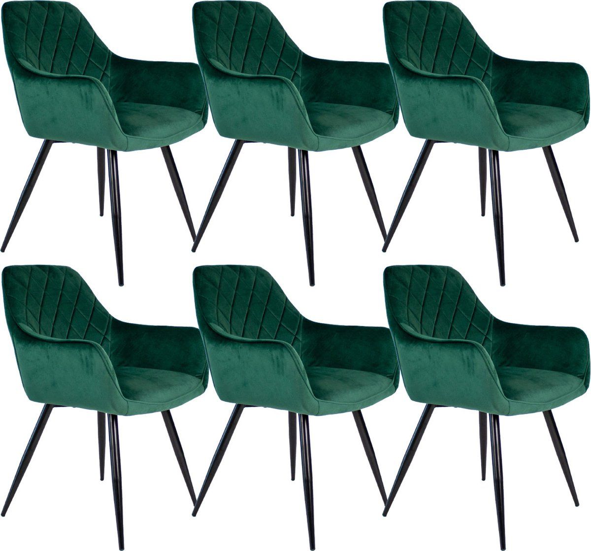 Set Van 6 Kick Eetkamerstoel Monza - Donkergroen