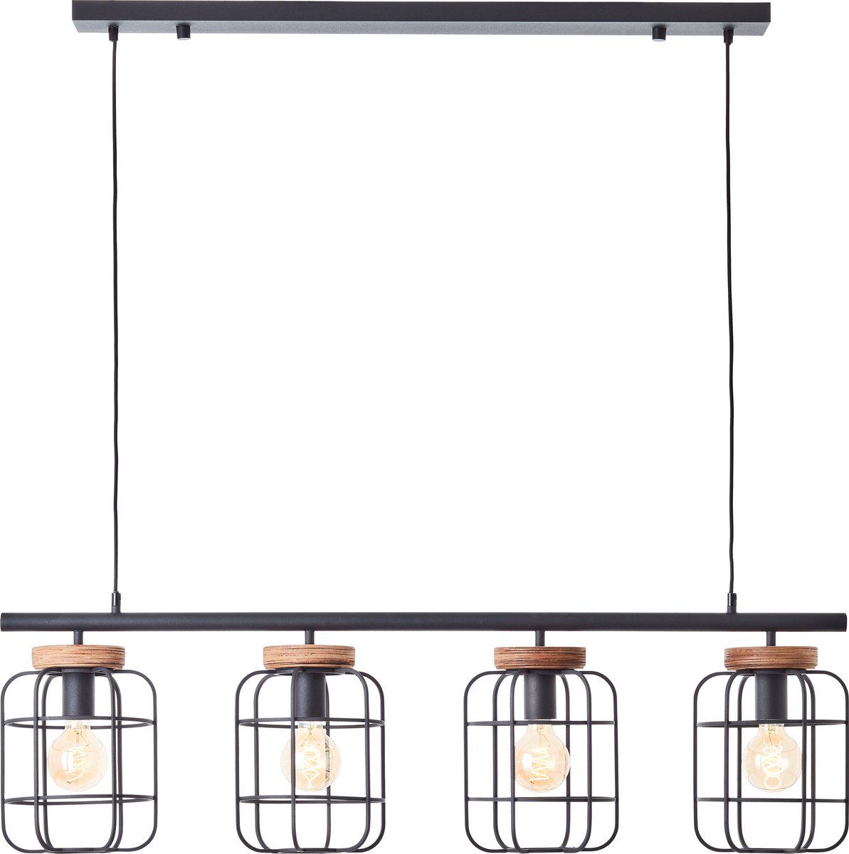 Brilliant Gwen - Hanglamp - E27 Max 4x40W - Zwart/Hout