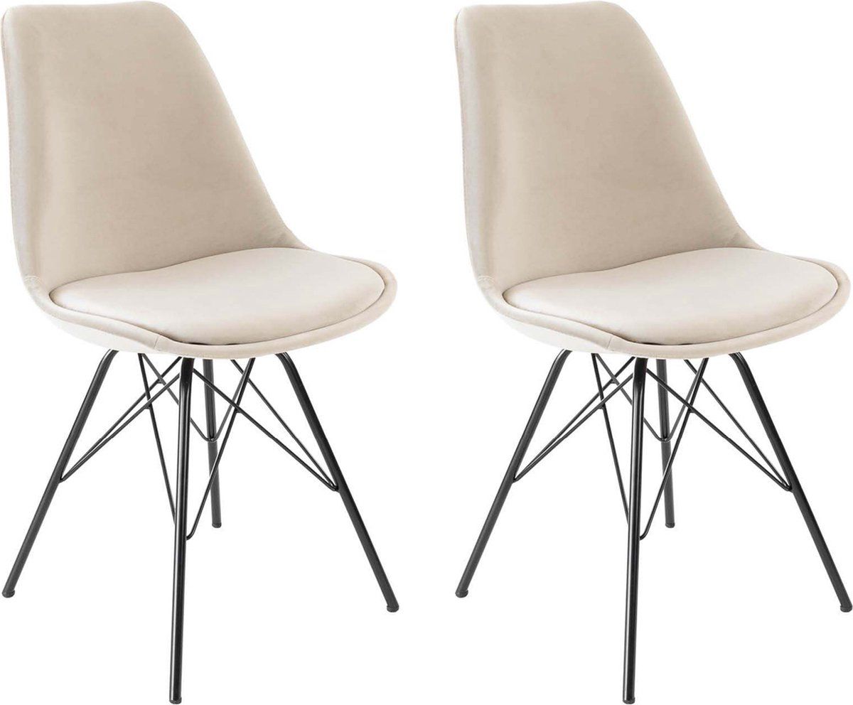 Kick Kuipstoel Velvet Champagne - Zwart Frame - Set Van 2