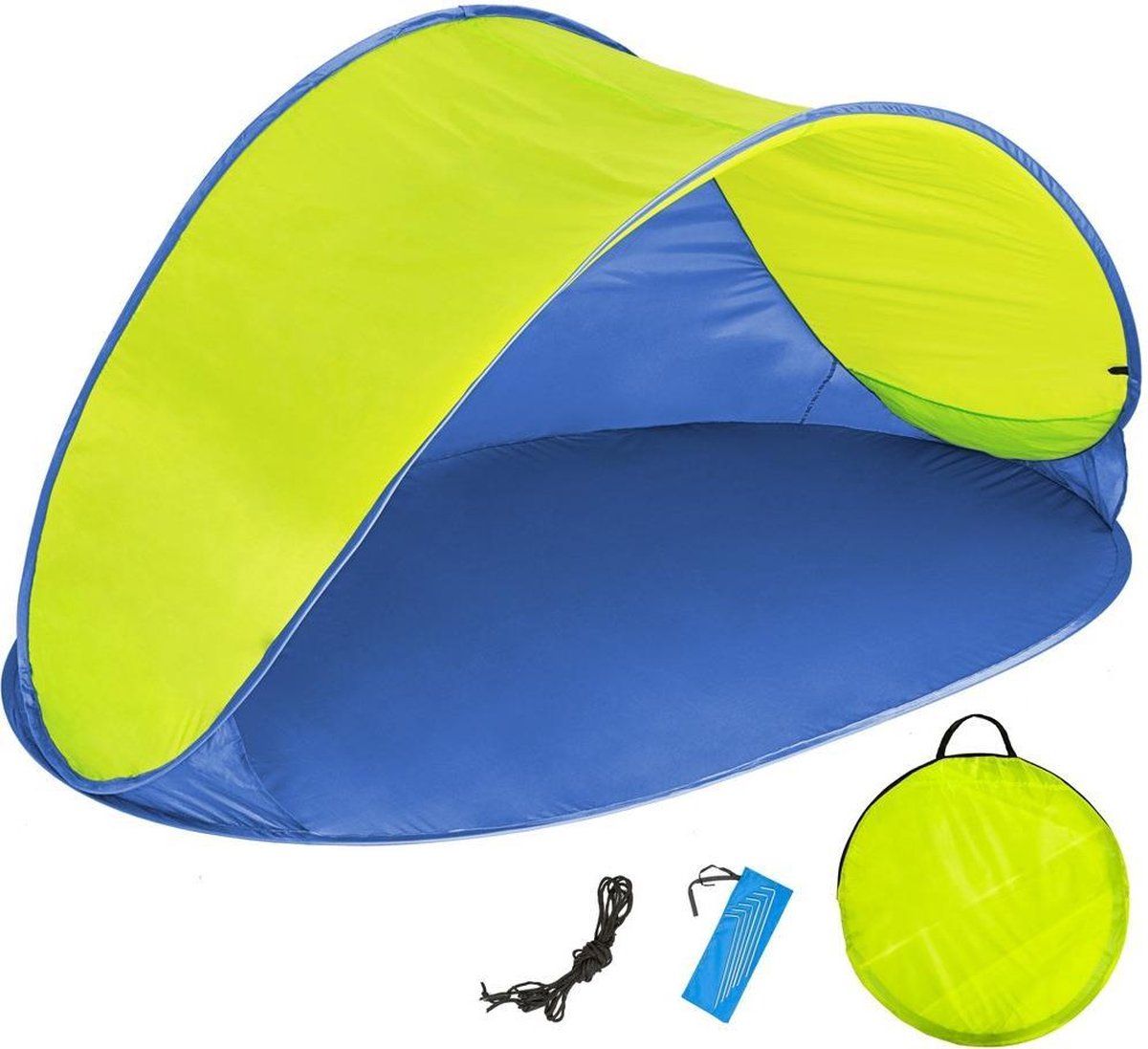 tectake® Strandtent - Pop-Up Functie - UV-Bescherming 220 x 120 x 100 cm - Groen Blauw