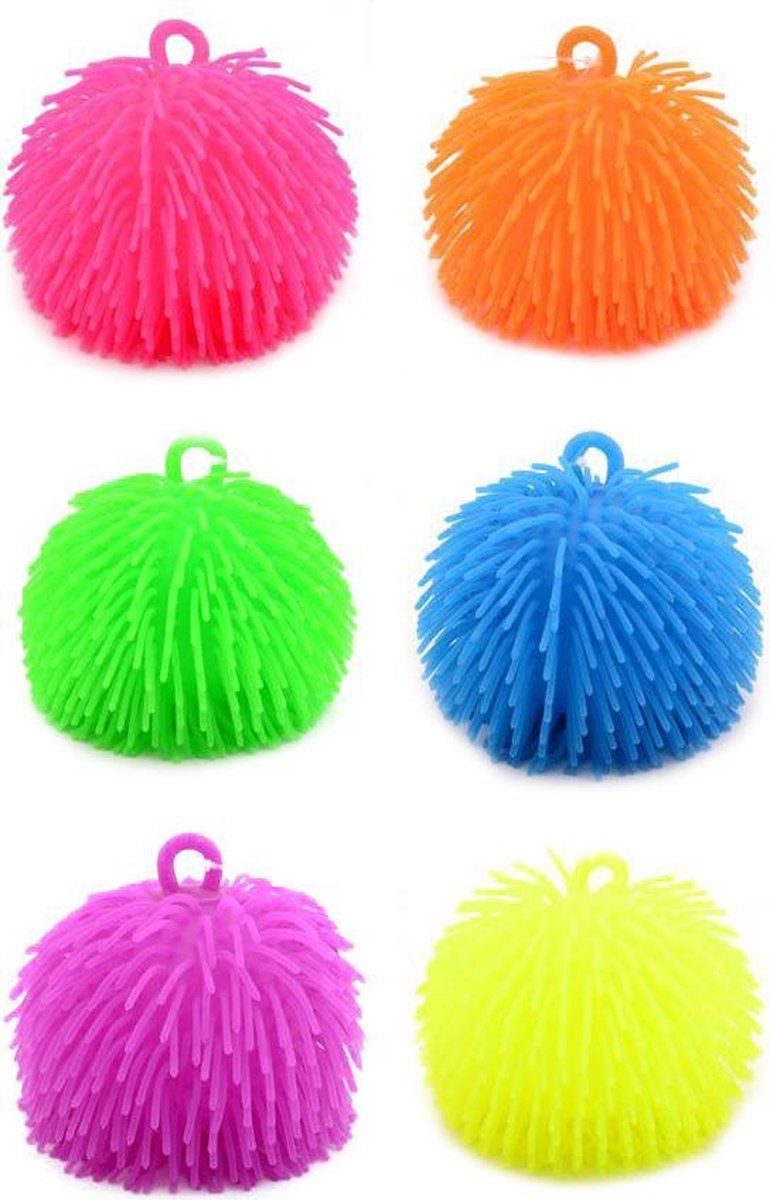 Johntoy Fluffy Ball - Fidget Toy - 20 cm - Neon kleuren (1 exemplaar)