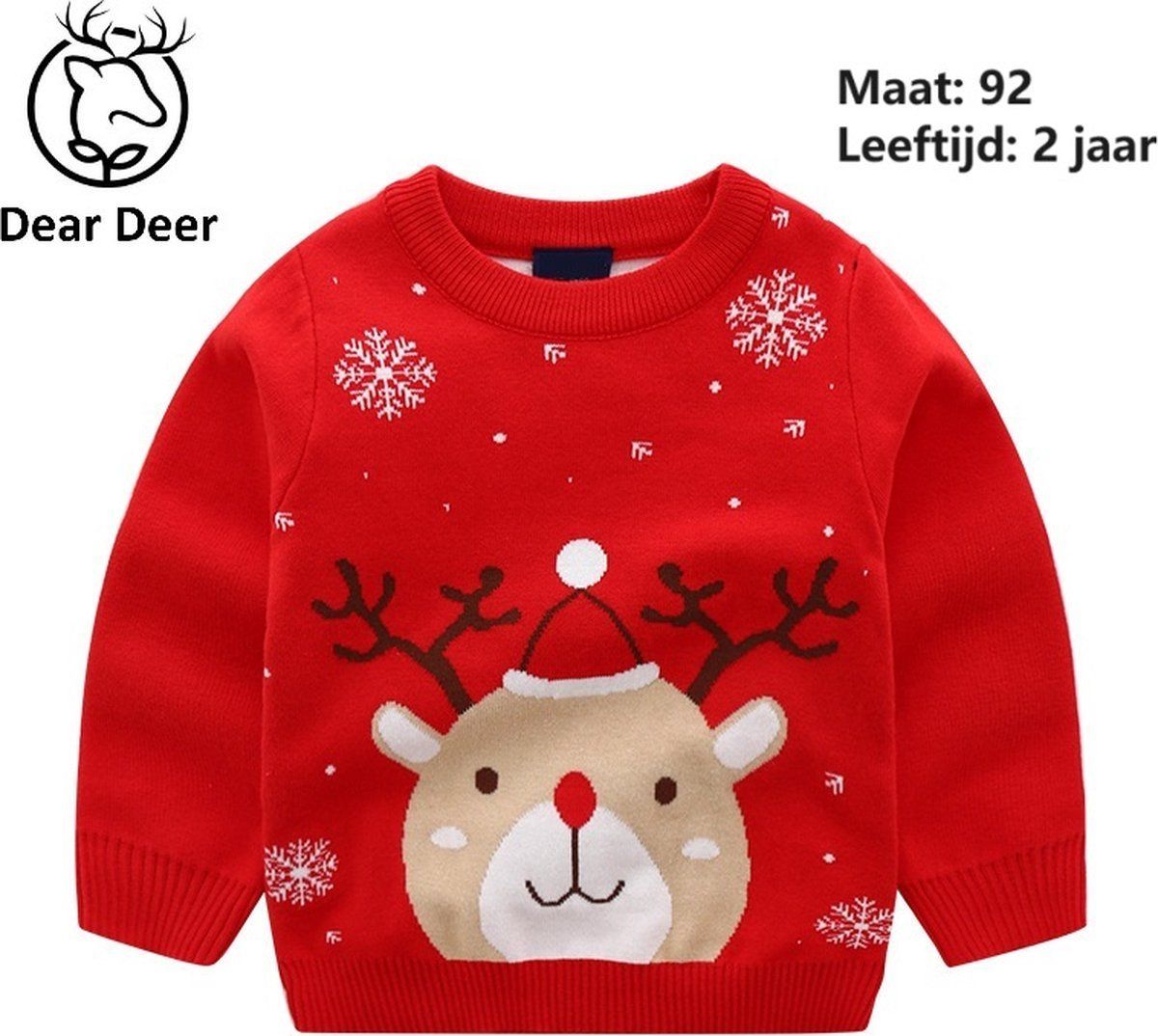 DearDeer® Kersttrui - Jacquardgebreid - Katoen 70% - Maat 86 (1-2 Jaar)