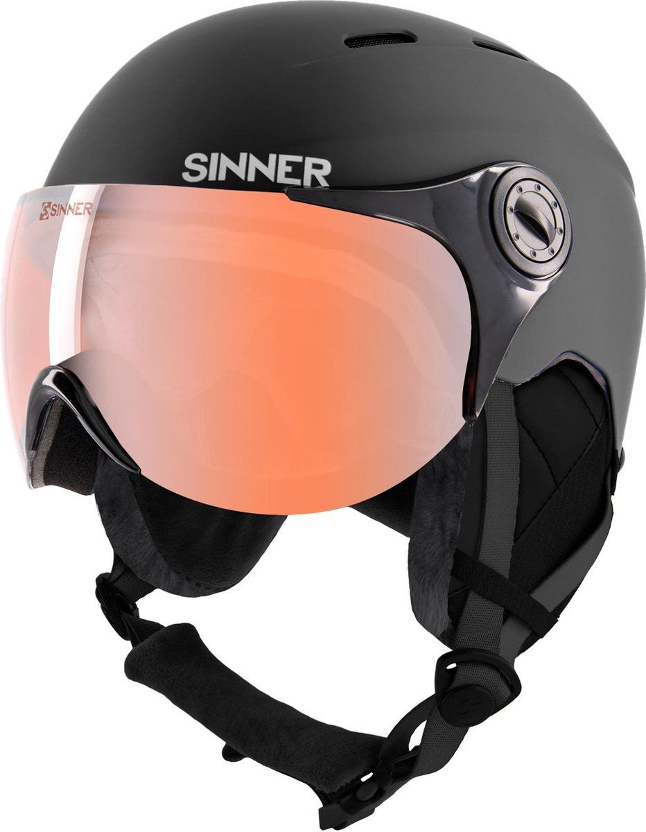 SINNER Typhoon Visor - Skihelm - Vizier met 100% UV-bescherming - Mat Zwart - Maat 53