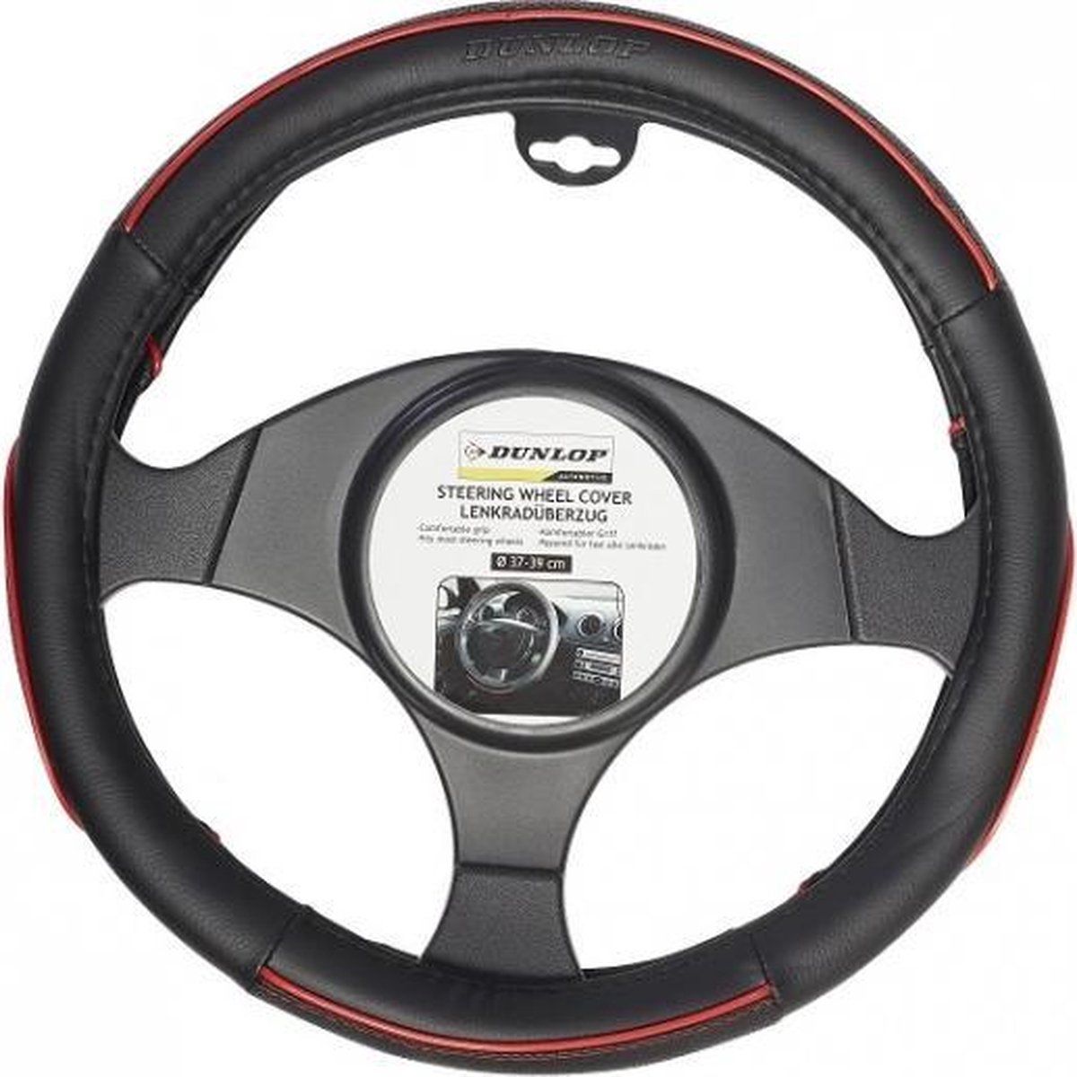 Dunlop Stuurhoes - Universeel - Pu - Zwart/rood -Ø37-39 Cm