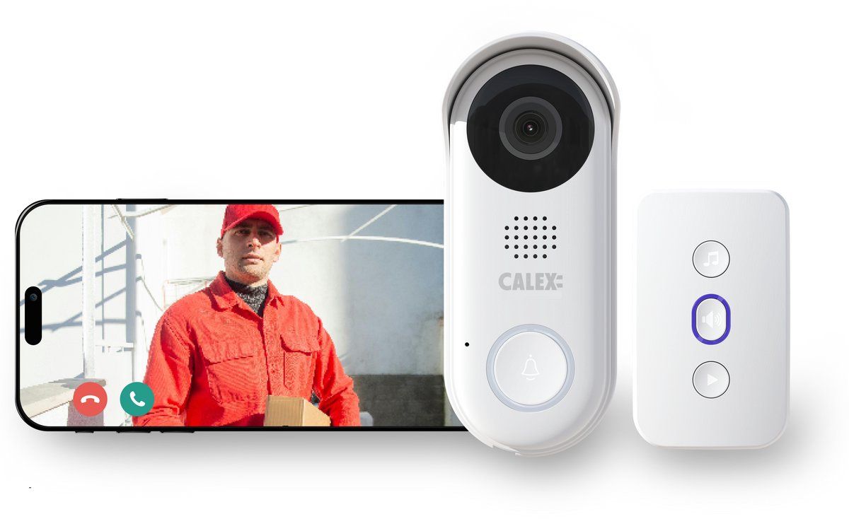 Calex Video Deurbel - 2K - Bedraad - Nachtzicht&2‑weg Audio - Wit